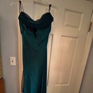 Green floor length dress
